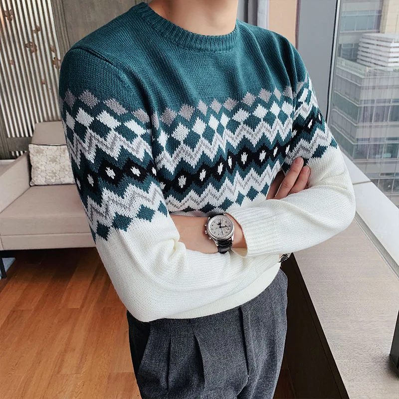 Autumn and Winter New Boutique Fashion Men's Diamond Pullover Sweater Casual Round Neck Korean Male Slim Fit Comfortable Knit
Autumn and Winter New Boutique Fashion Men's Diamond Pullover Sweater Casual Round Neck Korean Male Slim Fit Comfortable Knit