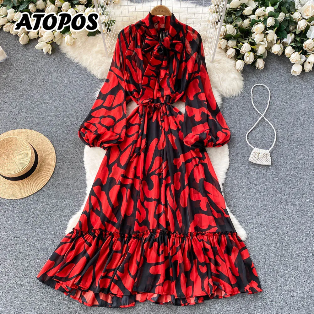 Atopos Boho Women Fashion Vintage Maxi Dress O Neck Lantern Sleeve High Waist Beach Dresses Vestidos Female Robe Woman Clothes
Atopos Boho Women Fashion Vintage Maxi Dress O Neck Lantern Sleeve High Waist Beach Dresses Vestidos Female Robe Woman Clothes