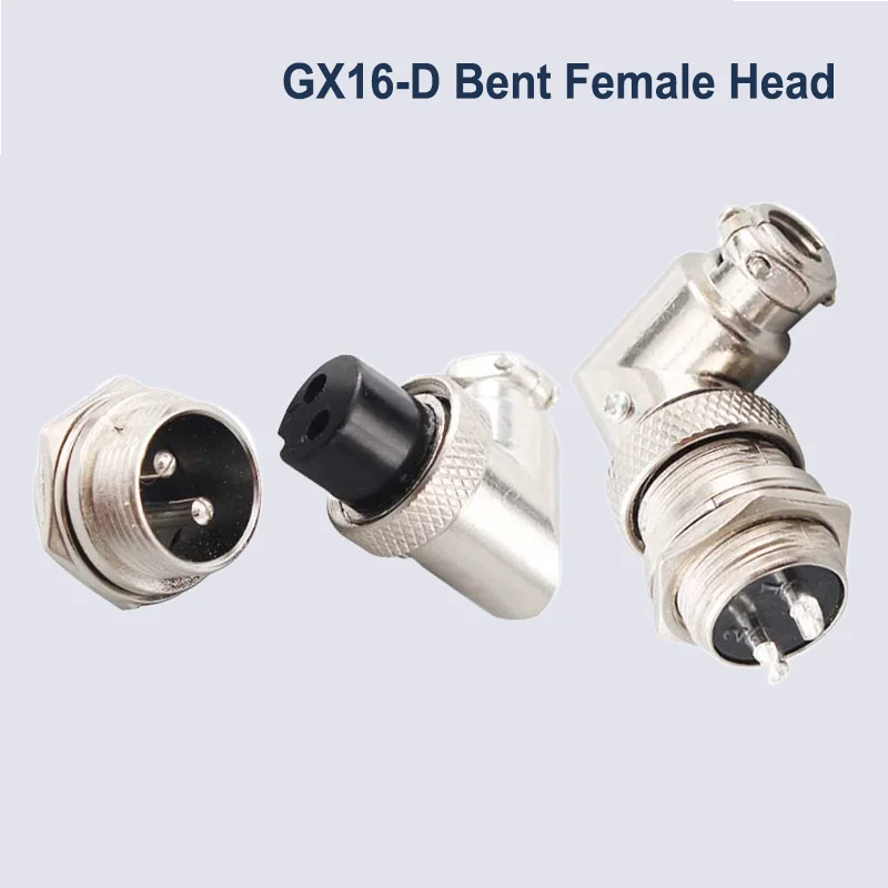 

5 10Set GX16 Aviation Plug Socket Connectors D Type 90 degree Elbow 2P 3P 4P 5P 6P 7P 8P 9P 16mm Right wing Connector