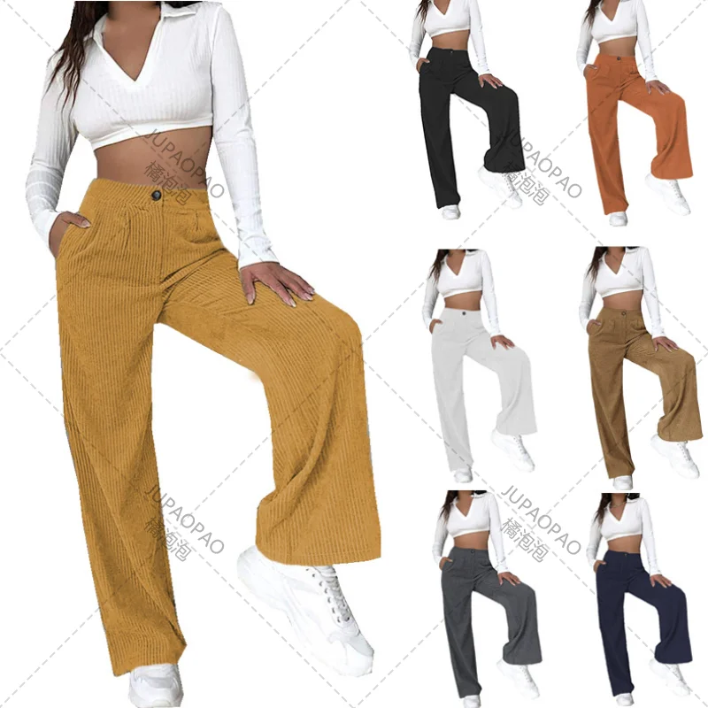 Autumn And Winter 2023 New Women's High Waist Casual Pants Fashion Solid Corduroy Loose Straight Plus Size Button Pants
Autumn And Winter 2023 New Women's High Waist Casual Pants Fashion Solid Corduroy Loose Straight Plus Size Button Pants