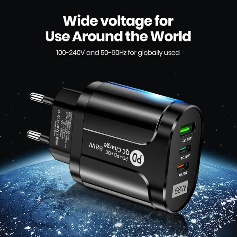 3-port Pure PC Fast Charging Charger Portable Travel Charger 58W Dual Fast Charging 2PD+QC3.0 USB Mobile Phone Tablet Charger
3-port Pure PC Fast Charging Charger Portable Travel Charger 58W Dual Fast Charging 2PD+QC3.0 USB Mobile Phone Tablet Charger