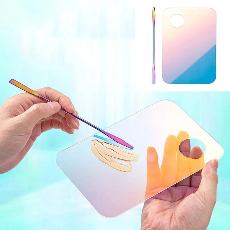 Nail Art Makeup Cosmetic Stainless Steel Paint Mixing Palette Tool Drawing Board Gouache Mixing Stick Set Makeup Tools
Nail Art Makeup Cosmetic Stainless Steel Paint Mixing Palette Tool Drawing Board Gouache Mixing Stick Set Makeup Tools