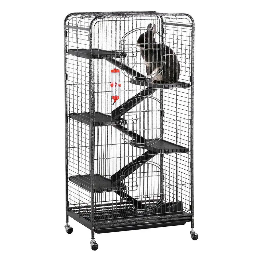 6 Level Rolling Large Pet Cage with Water Bottle for Small Animals, Black
6 Level Rolling Large Pet Cage with Water Bottle for Small Animals, Black