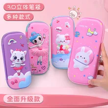 3D Pink Pencil Case Rabbit Unicorn Stationery Box Kawaii Korean Pen Bag Eraser Pouch Holder Girl School Supplies Storage Cat INS
