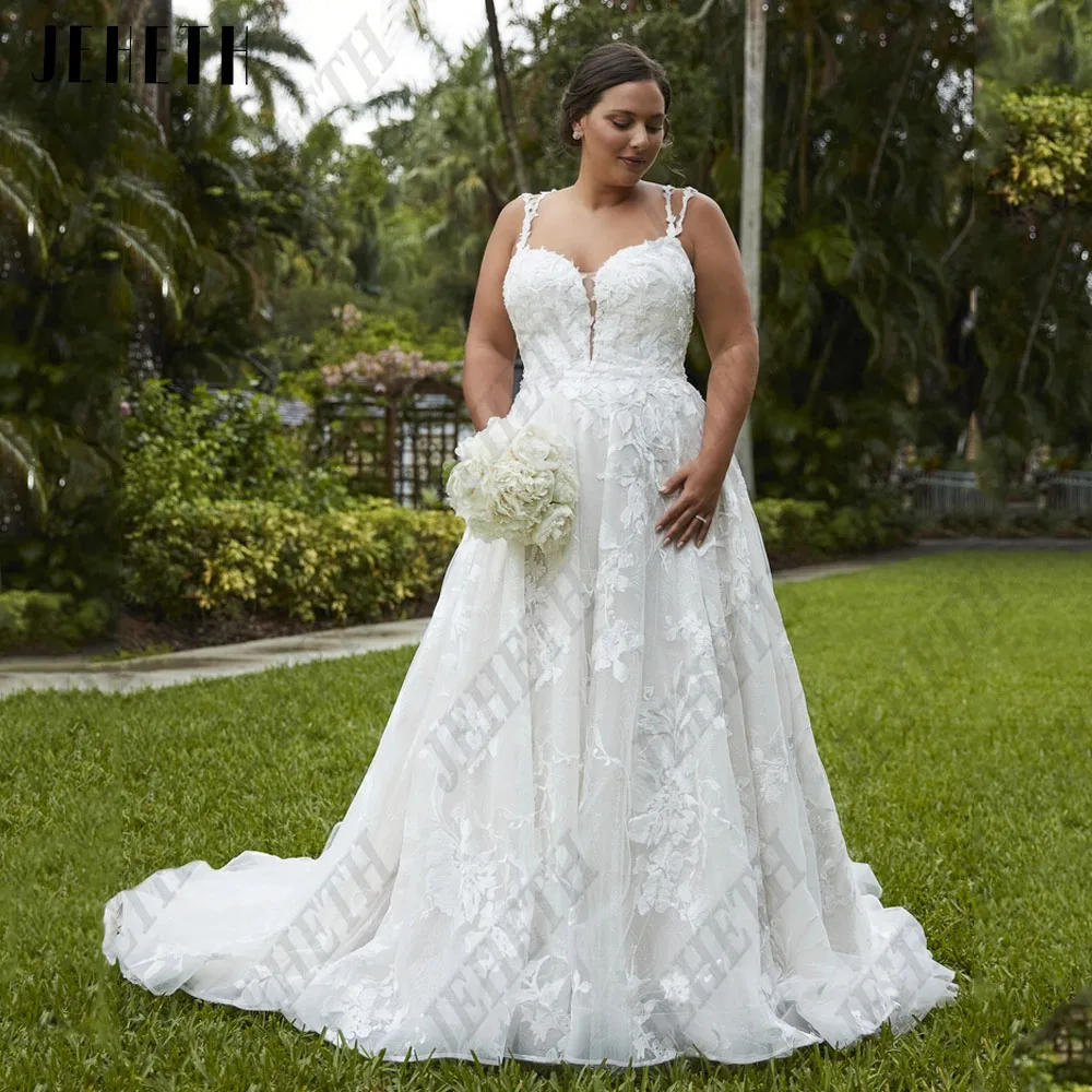 JEHETH Exquisite Wedding Dresses Plus Size Spaghetti Straps Sweetheart Brtide Gowns Lace Applique Tulle 2023 vestidos de novia
JEHETH Exquisite Wedding Dresses Plus Size Spaghetti Straps Sweetheart Brtide Gowns Lace Applique Tulle 2023 vestidos de novia