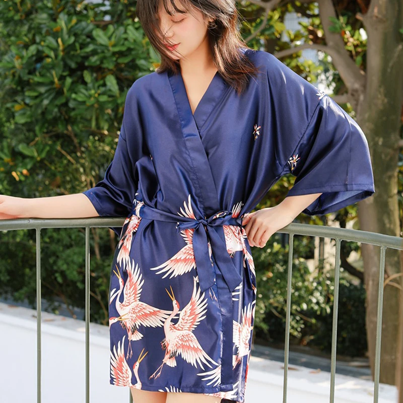 

1 шт. сексуальный кружевной халат Имитация натурального шелка халат кардиган Корейская версия пижама с длинным рукавом женская одежда