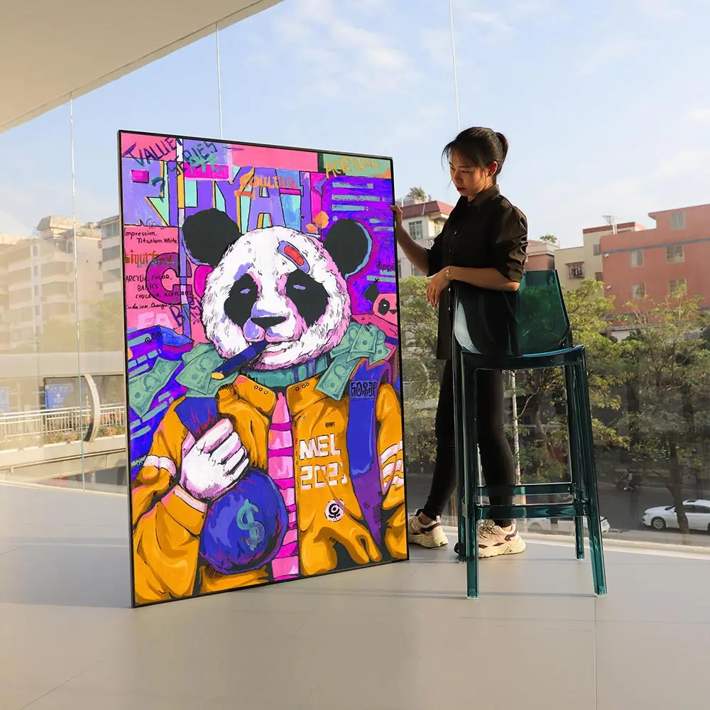 Wang Art Graffit Red Yellow Blue Interesting Panda Funny Face Smoking ArtPoster Money Bag Inspirational Street Canvas Painting
Wang Art Graffit Red Yellow Blue Interesting Panda Funny Face Smoking ArtPoster Money Bag Inspirational Street Canvas Painting