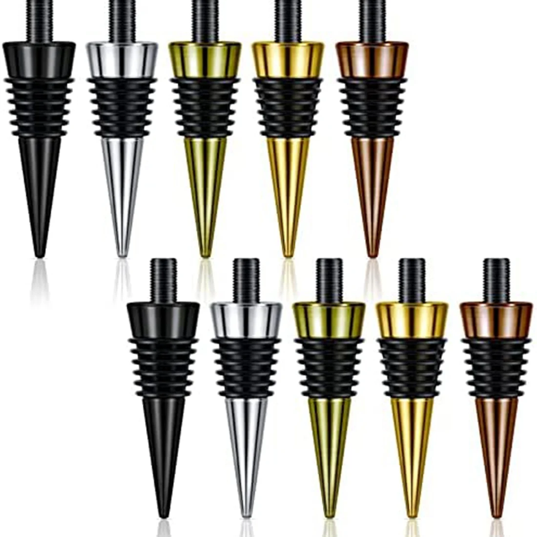 

10 Pieces Blank Bottle Stopper with Threaded Post Metal Wine Stopper Inserts Set Hardware for Wood Turning DIY Project