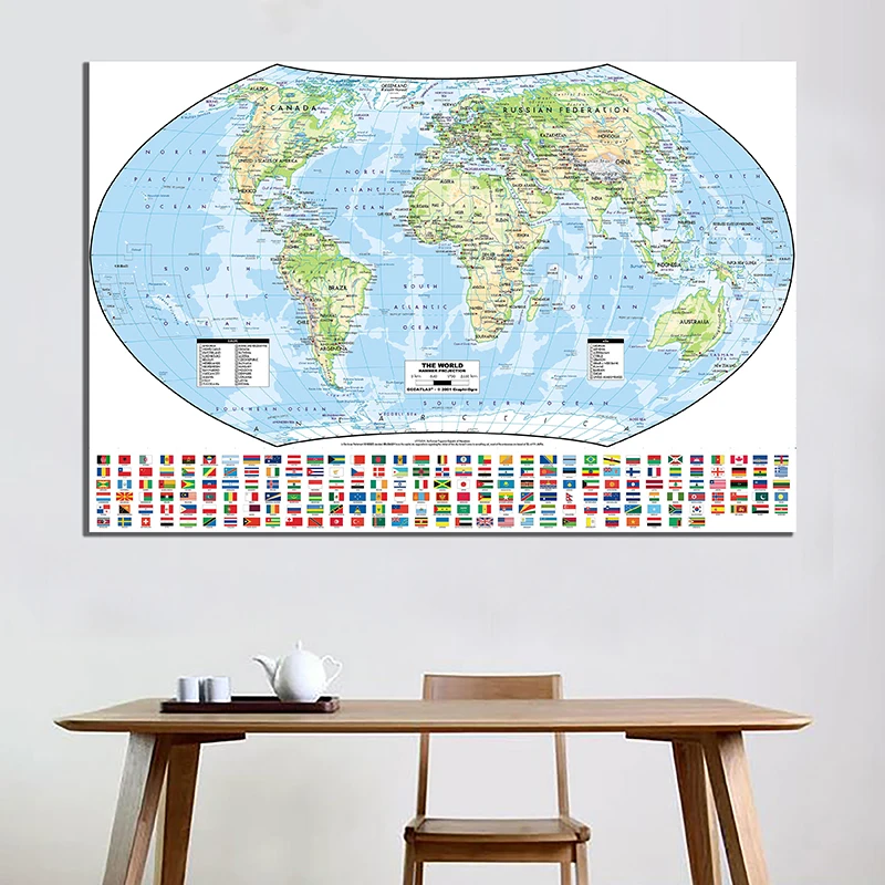 The World Map with National Flags 59*42cm Non-smell Non-woven Canvas Painting Study Supplies Living Room Home Decoration
The World Map with National Flags 59*42cm Non-smell Non-woven Canvas Painting Study Supplies Living Room Home Decoration