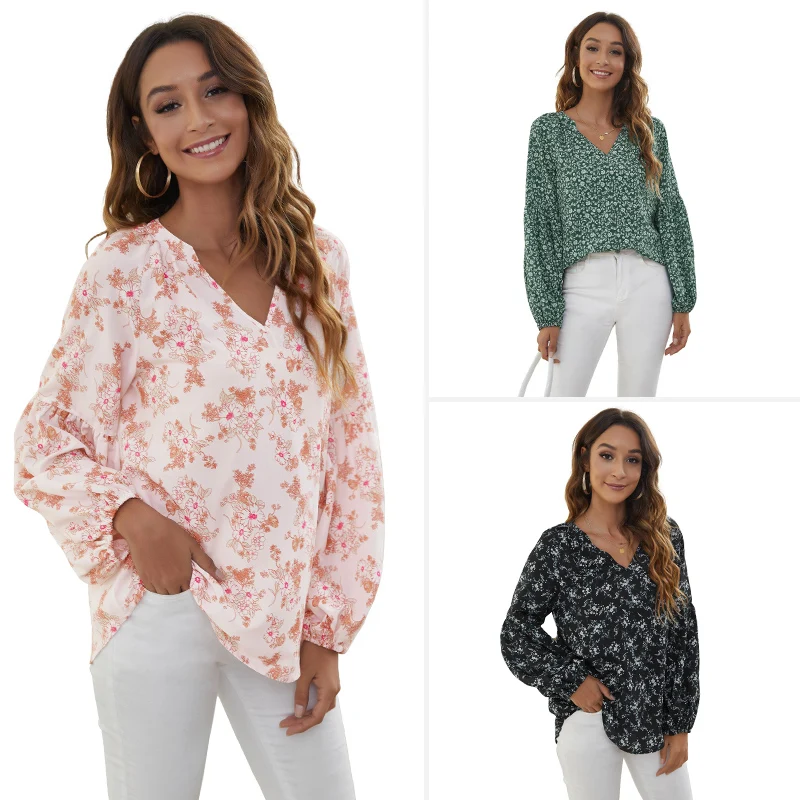 Autumn and Winter Fashion T-shirt for Women Lantern Sleeve V-neck Casual Printed Chiffon Top Women's Clothing
Autumn and Winter Fashion T-shirt for Women Lantern Sleeve V-neck Casual Printed Chiffon Top Women's Clothing