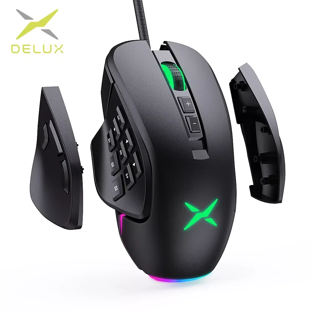 Delux M631 Wired MMO Gaming Mouse RGB Backlit 9 Side Buttons High Precision 12400 DPI Computer Mice For MOBA/FPS Games
Delux M631 Wired MMO Gaming Mouse RGB Backlit 9 Side Buttons High Precision 12400 DPI Computer Mice For MOBA/FPS Games