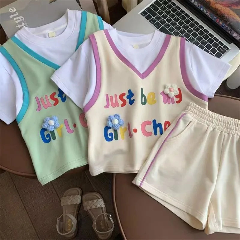 Girls Pure Cotton Set 2023 Summer New Girls Baby Cartoon Letter Splice T-shirt+Pants 2PCS Children's Sports Set 2 4 6 8 9Y
Girls Pure Cotton Set 2023 Summer New Girls Baby Cartoon Letter Splice T-shirt+Pants 2PCS Children's Sports Set 2 4 6 8 9Y