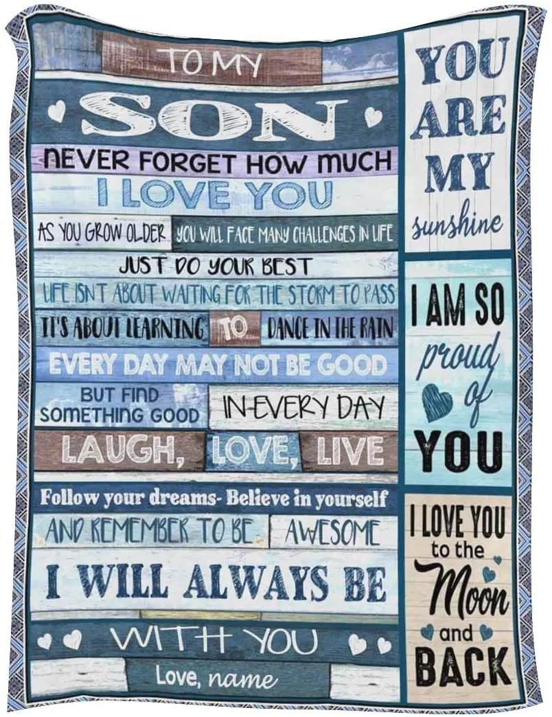 InterestPrint Personalized Name Text Blanket to My Son Blanket from Mom & Dad Never Forget How Much I Love You Custom Blanket wi
InterestPrint Personalized Name Text Blanket to My Son Blanket from Mom & Dad Never Forget How Much I Love You Custom Blanket wi