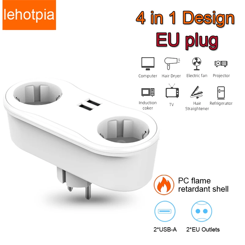 EU Plug Power Strip Adapter Wall Socket With AC Outlets USB Ports Smart Home Extension Electrical Outlet For Computer TV Charger
EU Plug Power Strip Adapter Wall Socket With AC Outlets USB Ports Smart Home Extension Electrical Outlet For Computer TV Charger