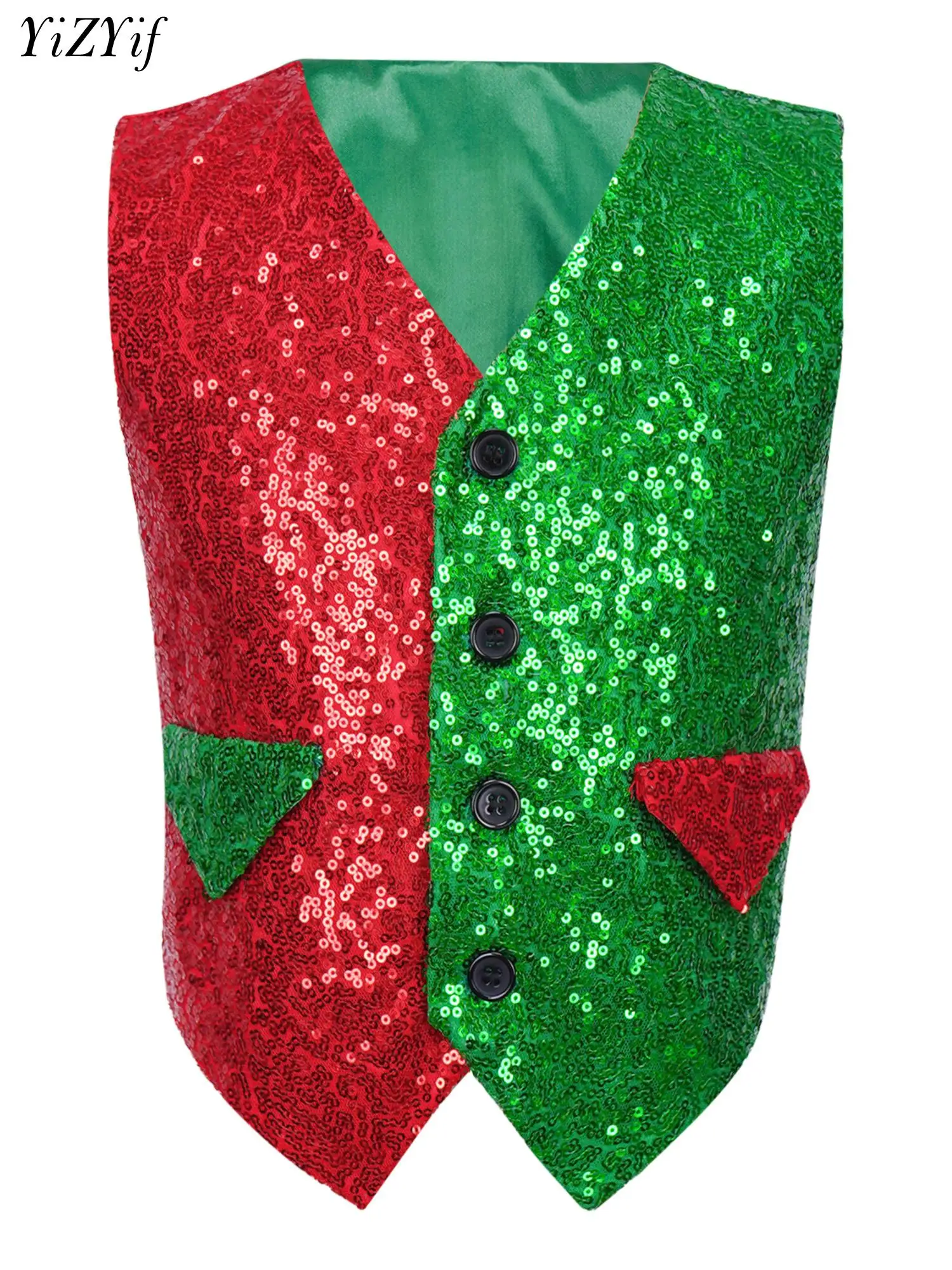 Boys Christmas Elf Costume Xmas Santa Claus Shiny Sequin Vest New Year Jazz Dance Magic Circus Choir Stage Performance Waistcoat
Boys Christmas Elf Costume Xmas Santa Claus Shiny Sequin Vest New Year Jazz Dance Magic Circus Choir Stage Performance Waistcoat