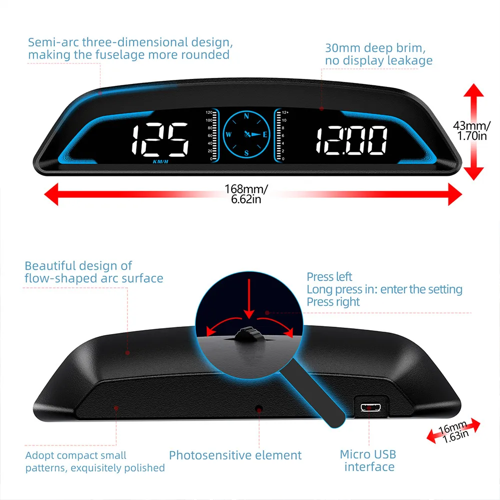 6.6\" Universal Car Turck Digital GPS+Beidou Dual-mode Chip HUD Head Up Display Speedometer Speed Alarm 10Hz High Refresh Rate
6.6\" Universal Car Turck Digital GPS+Beidou Dual-mode Chip HUD Head Up Display Speedometer Speed Alarm 10Hz High Refresh Rate