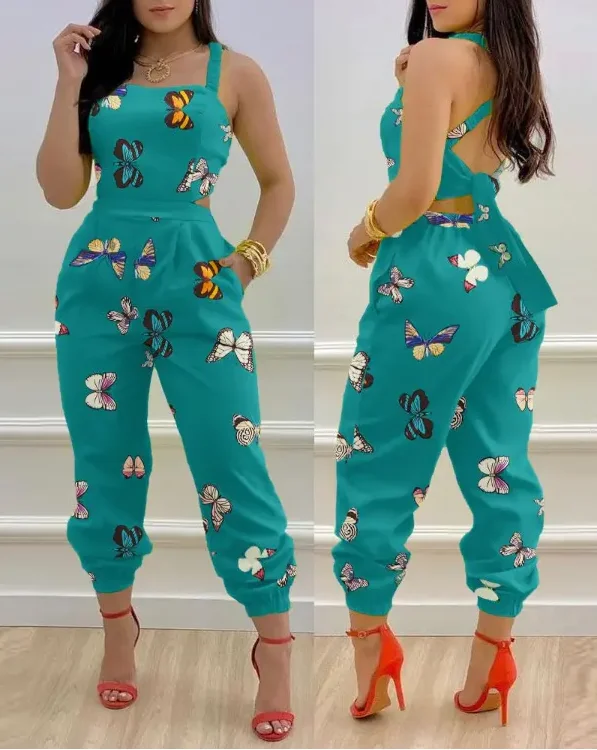 Elegant Jumpsuit Women Summer 2023 New Sexy Hollowed-out Rompers Butterfly Print Crisscross Lace Up Details Long Jumpsuit
Elegant Jumpsuit Women Summer 2023 New Sexy Hollowed-out Rompers Butterfly Print Crisscross Lace Up Details Long Jumpsuit