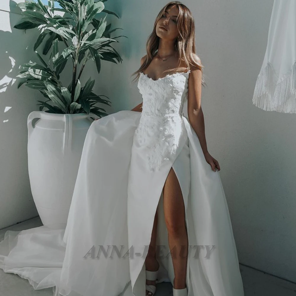 Anna Modern High Slit Wedding Gown For Bride Spaghetti Strap Detachable Train Sleeveless Zipper V Neck Robe De Soirée De Mariage
Anna Modern High Slit Wedding Gown For Bride Spaghetti Strap Detachable Train Sleeveless Zipper V Neck Robe De Soirée De Mariage