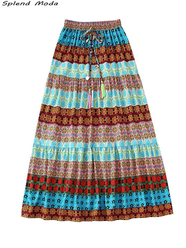ZA 2022 Women Summer Fashion Bohemian Style Vintage Print Long Skirt Holiday Chic Elastic Waist Drawstring Loose Skirts
ZA 2022 Women Summer Fashion Bohemian Style Vintage Print Long Skirt Holiday Chic Elastic Waist Drawstring Loose Skirts
