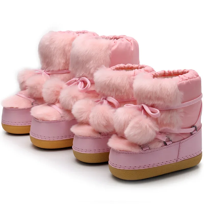 

сапоги женские обувь на платформе дутики женские зимние обувь для женщин Женские зимние ботинки, зимние однотонные Нескользящие хлопковые ботинки в Корейском стиле, удобные ботинки на плоской подошве с круглым носком