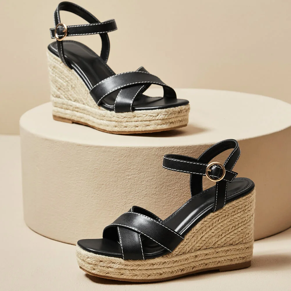 Summer Trendy Dropship Espadrilles Women's Open Toe 2023 High Heels Wedges Shoes Leisure Platform Sandals Ankle Strap Black
Summer Trendy Dropship Espadrilles Women's Open Toe 2023 High Heels Wedges Shoes Leisure Platform Sandals Ankle Strap Black