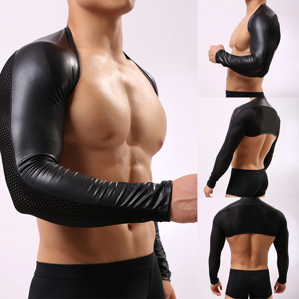 New Faux Leather Men T-Shirts Sexy Black Mesh Short Long Sleeve Stage Performance Top Tee Clothing Men's T Shirts
New Faux Leather Men T-Shirts Sexy Black Mesh Short Long Sleeve Stage Performance Top Tee Clothing Men's T Shirts