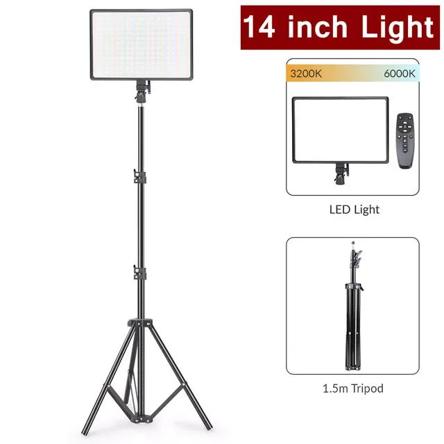 inch LED Video Light Panel Fill Lamp with Tripod Remote Control Dimmable 3200k-6000k Photography Lighting For Photo Studio
inch LED Video Light Panel Fill Lamp with Tripod Remote Control Dimmable 3200k-6000k Photography Lighting For Photo Studio