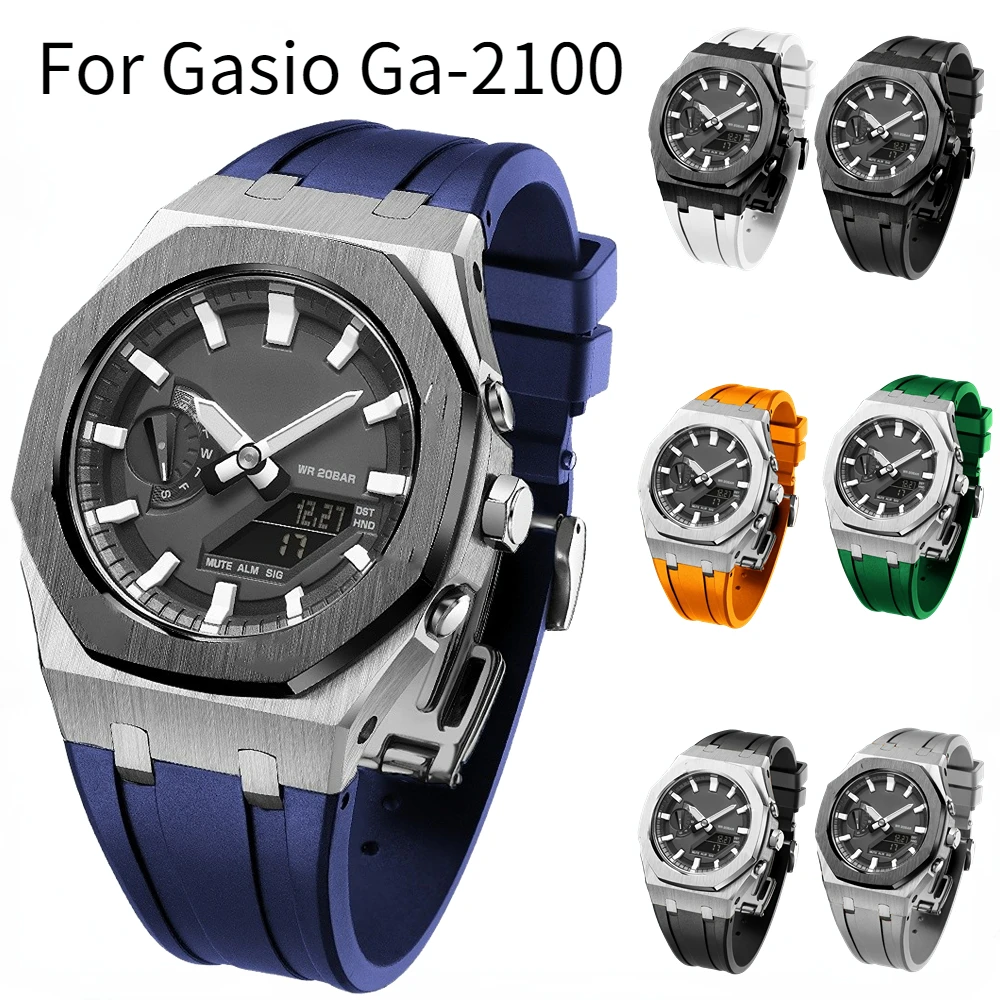 Metal+Silicone Strap For Casioak GA2100 Gen5 Mod Kit Metal Stainless Steel Cover Band For G-Shock GA-B2100/2110 Rubber Watchband
Metal+Silicone Strap For Casioak GA2100 Gen5 Mod Kit Metal Stainless Steel Cover Band For G-Shock GA-B2100/2110 Rubber Watchband