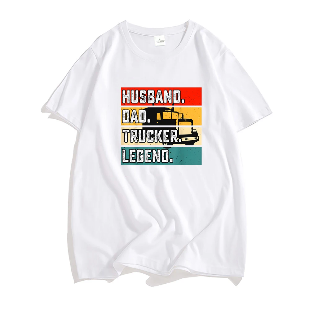 

Husband Dad Trucker Legend Aesthetic T-shirts MEN 100% Cotton High Quality T Shirts Vintage/retro Sweatshirt Short Sleeve Causal