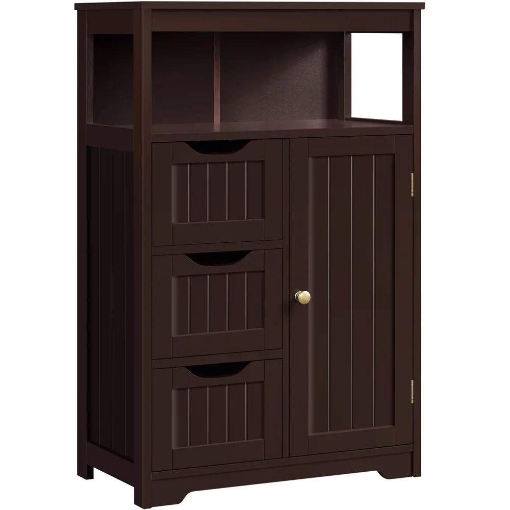 Wooden Bathroom Storage Cabinet with Open Shelving, Espresso Organizer Shelves Accessories
Wooden Bathroom Storage Cabinet with Open Shelving, Espresso Organizer Shelves Accessories