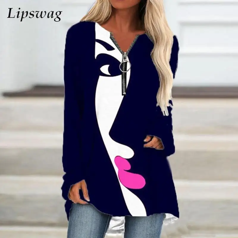 Fashion Zipper V Neck Midi Pullover Tee Women Autumn Long Sleeve Casual T-shirt Retro Abstract Print Harajuku Female Loose Tops
Fashion Zipper V Neck Midi Pullover Tee Women Autumn Long Sleeve Casual T-shirt Retro Abstract Print Harajuku Female Loose Tops