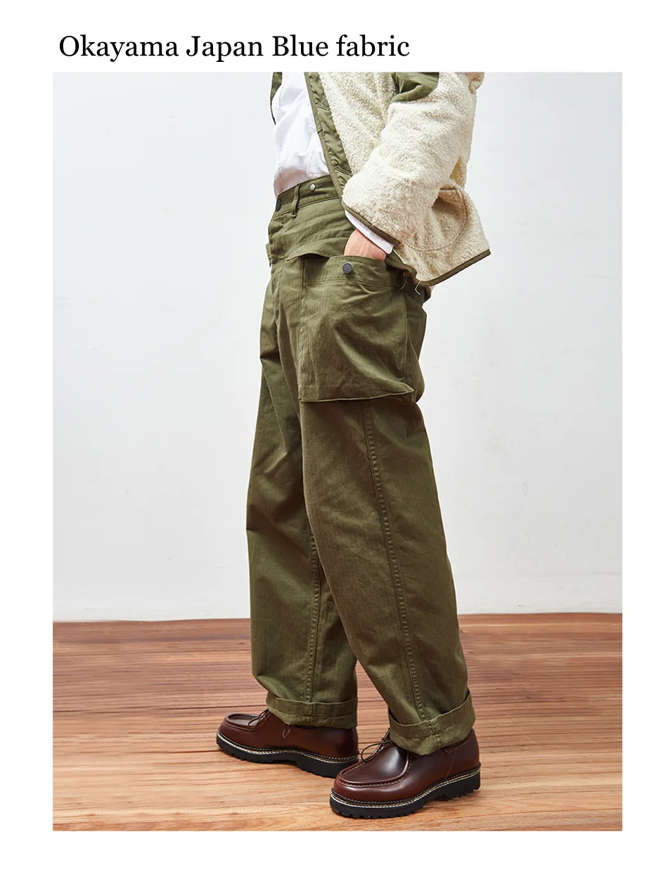 

RAY KWOK Vintage Military HBT Herringbone Pants US Army Soldiers Men's Pants Fatigue Uniforms Amekaji Work Pants
