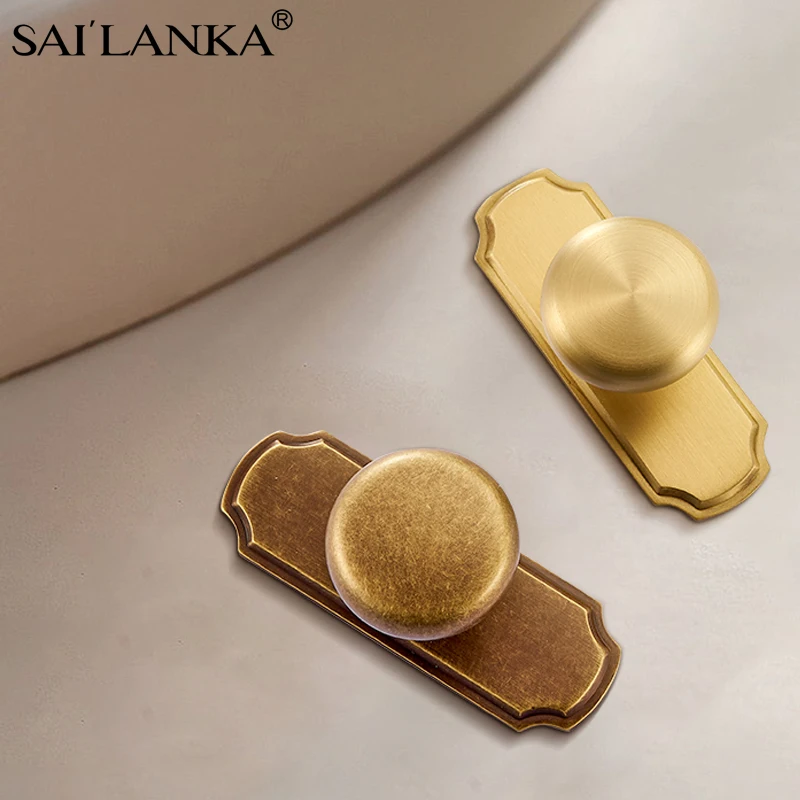 

SAILANKA Brass Handles Gold Silver Matt Nickel Bronze Pulls with Base Cupboard Wardrobe Dresser Shoe Box Drawer Cabinet Knob
