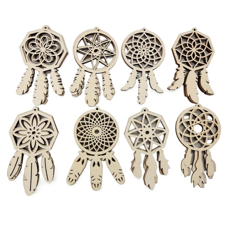 10Pcs Wooden dream catcher small pendant with feather shape decoration Handmade wood Wooden crafts
10Pcs Wooden dream catcher small pendant with feather shape decoration Handmade wood Wooden crafts