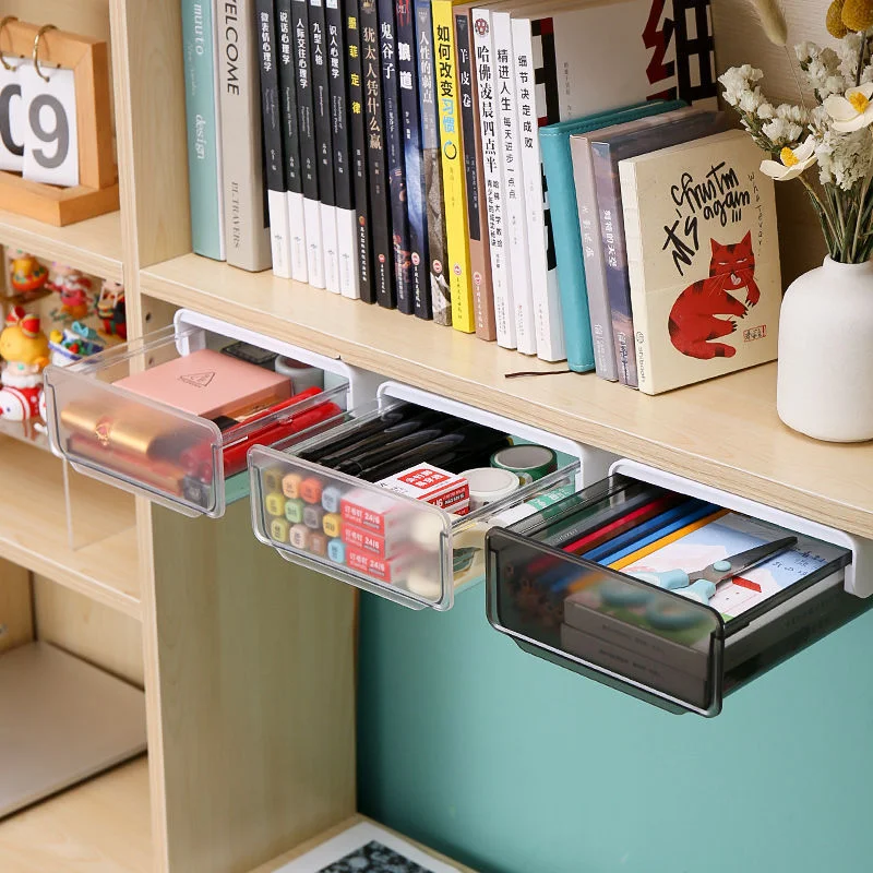 

Drawer Pencil Tray Self-Adhesive Hidden Organizer Pen Box Barrel Sundries Storage Drawers Office Drawer Organizer