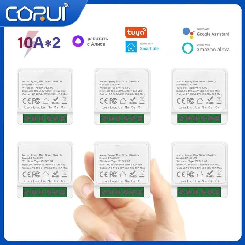 Переключатель Wi-Fi CORUI Tuya, миниатюрный релейный модуль «сделай сам» с поддержкой 2-х клавишного двухстороннего управления через пульт дистан...
Переключатель Wi-Fi CORUI Tuya, миниатюрный релейный модуль «сделай сам» с поддержкой 2-х клавишного двухстороннего управления через пульт дистан...