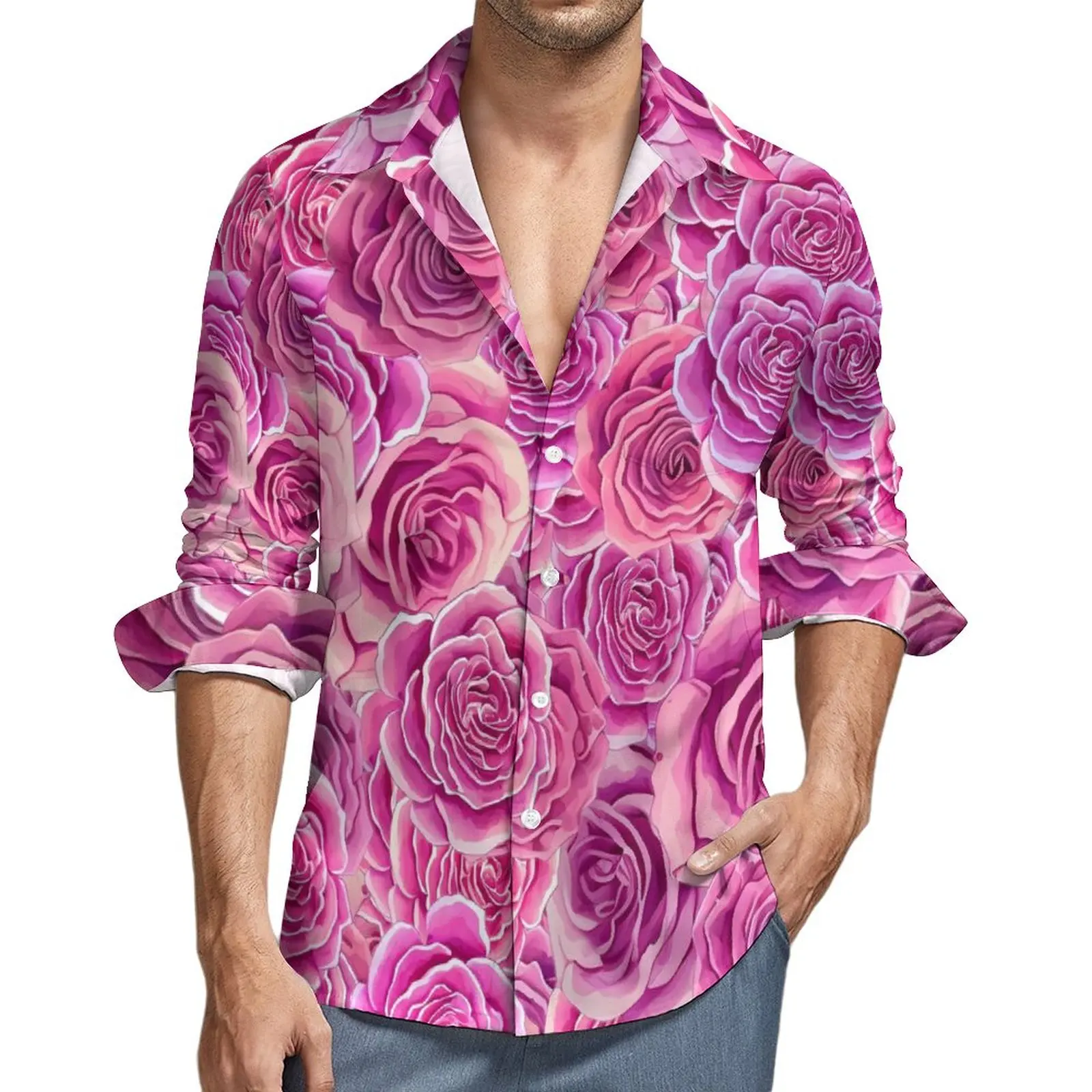 Roses Floral Street Style Casual Shirt Men Pink Flowers Print Shirt Autumn Trendy Blouses Long Sleeve Printed Oversize Tops
Roses Floral Street Style Casual Shirt Men Pink Flowers Print Shirt Autumn Trendy Blouses Long Sleeve Printed Oversize Tops