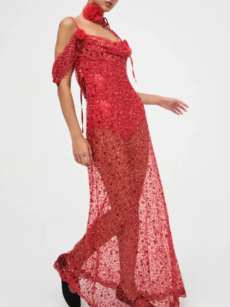 Sexy Perspective Sequin Lace Up Dress Fashion Off Shoulder Patchwork Bodycon Robes Chic Female Evening Party Backless Vestidos
Sexy Perspective Sequin Lace Up Dress Fashion Off Shoulder Patchwork Bodycon Robes Chic Female Evening Party Backless Vestidos