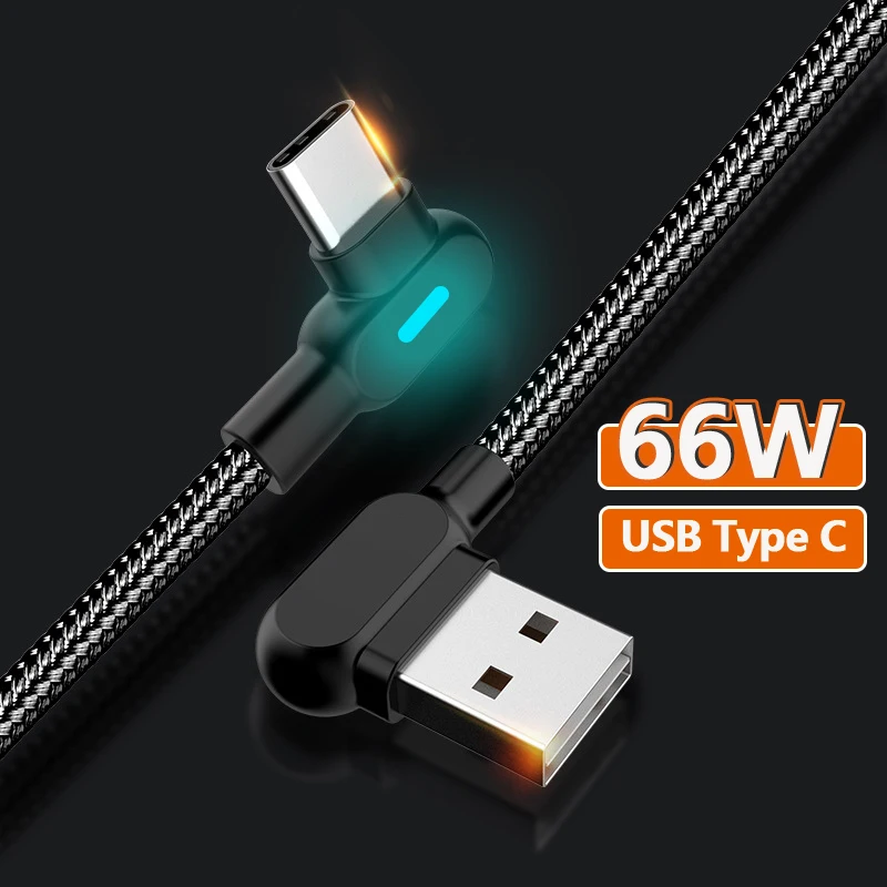 

66 Вт USB C Быстрая зарядка Линия передачи данных Игры с изгибом Xiaomi Redmi POCO Samsung Huawei OnePlus Линия зарядки USB