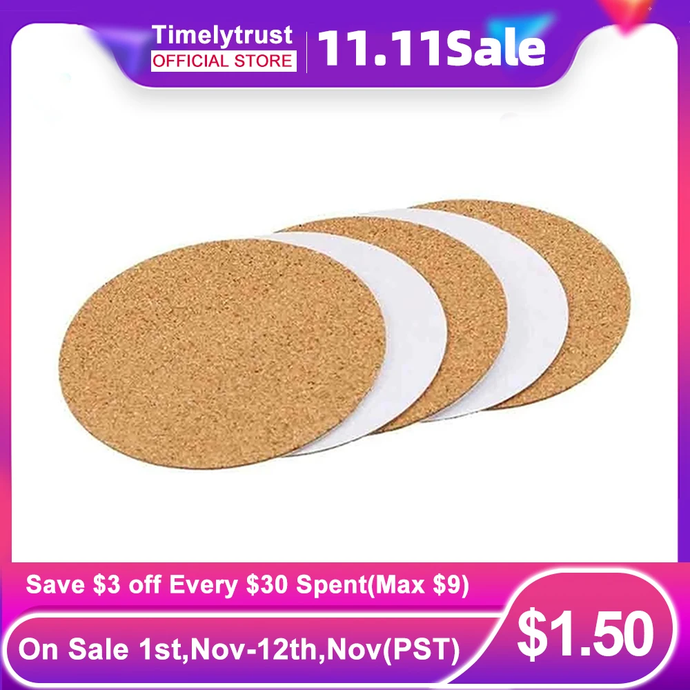 

50Pcs Handy Round Shape Dia 9cm Plain Natural Cork Coasters Wine Drink Coffee Tea Cup Mats Table Pad For Home Office Kitchen New