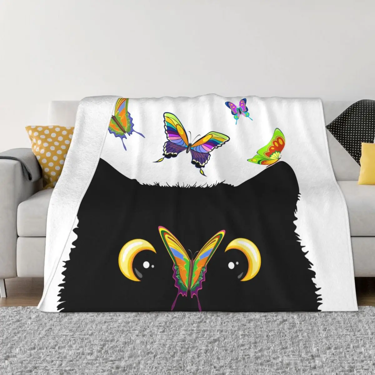 Cute And Naughty Cat With Butterfly Blankets Flannel Print Multifunction Super Soft Throw Blanket for Sofa Office Rug Piece
Cute And Naughty Cat With Butterfly Blankets Flannel Print Multifunction Super Soft Throw Blanket for Sofa Office Rug Piece