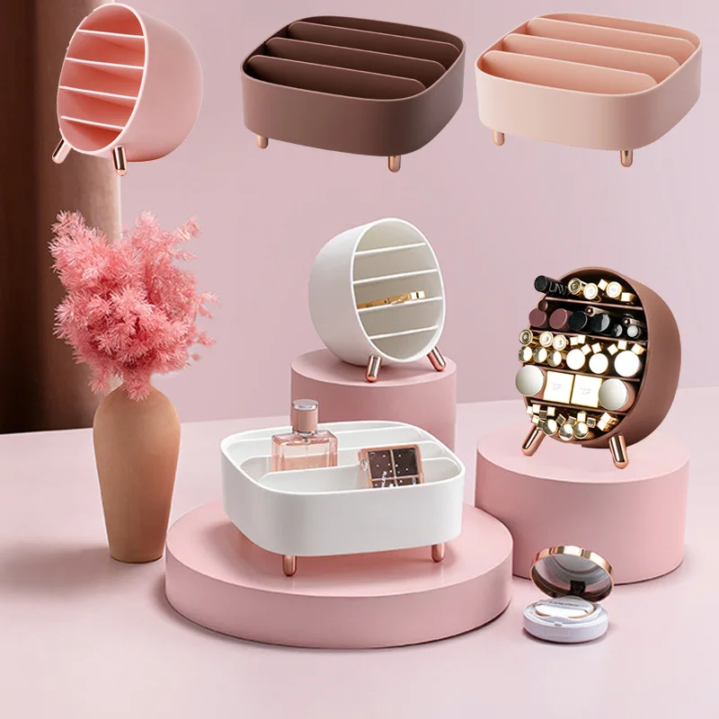 

Desktop Organizers Cosmetic Shelf Storage Box Makeup Organizer Grid Eye Shadow Lipstick Finishing Box Plastic Storage Container