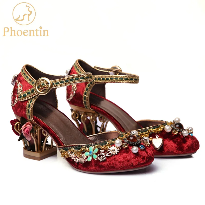 Phoentin velvet ankle strap Chinese wedding shoes women crystal buckle pearl rhinestone flower decoration mary jane shoe FT267
Phoentin velvet ankle strap Chinese wedding shoes women crystal buckle pearl rhinestone flower decoration mary jane shoe FT267