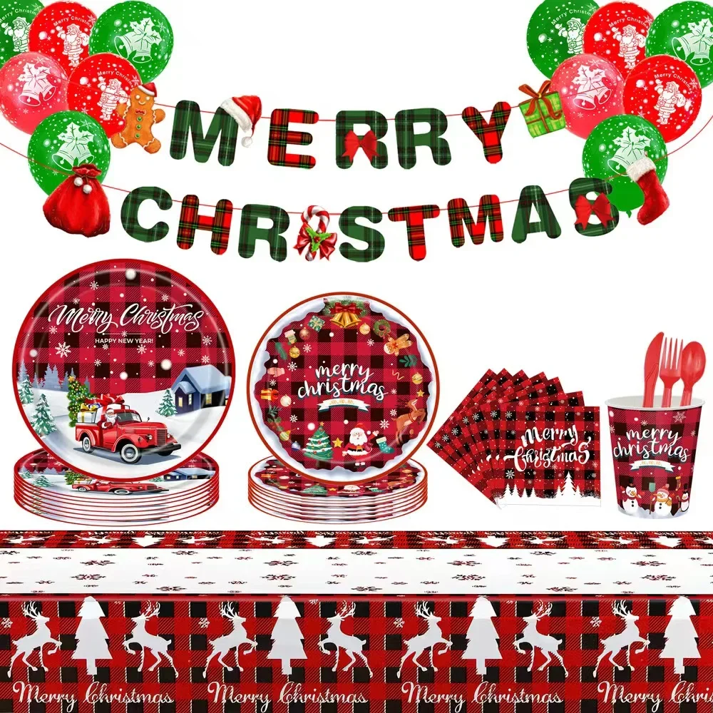 New Christmas Themed party Disposable Tableware Cups Plates Straws Tablecloths Christmas Balloons Banner Baby Shower Decoration
New Christmas Themed party Disposable Tableware Cups Plates Straws Tablecloths Christmas Balloons Banner Baby Shower Decoration