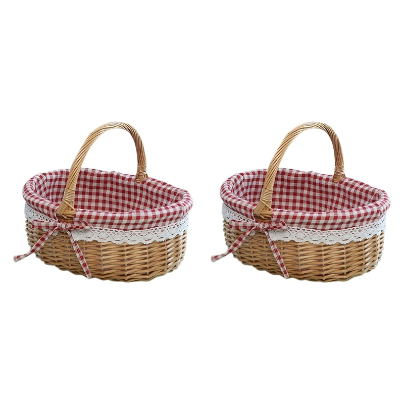 2X Wicker Basket Gift Baskets Empty Oval Willow Woven Picnic Basket With Handle Wedding Basket Small 
2X Wicker Basket Gift Baskets Empty Oval Willow Woven Picnic Basket With Handle Wedding Basket Small