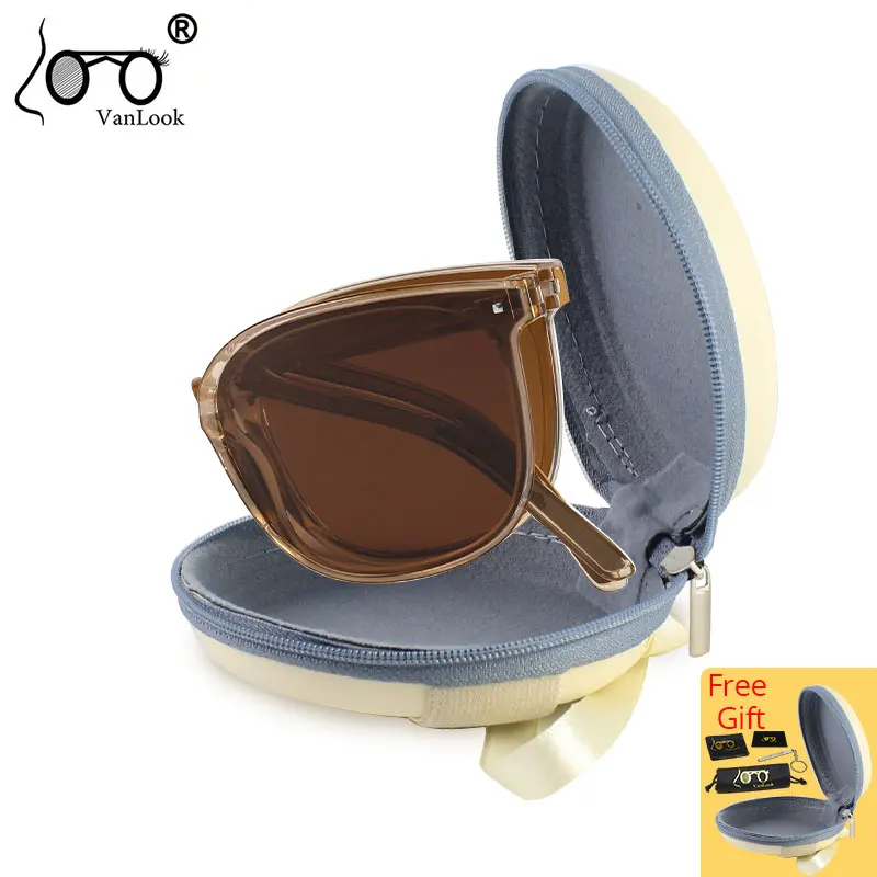 

Polarized Women's Folding Sunglasses For Men Luxury Brand Driving Sun Glasses With Case Spring Hinge Spectacle Anti UV Glare