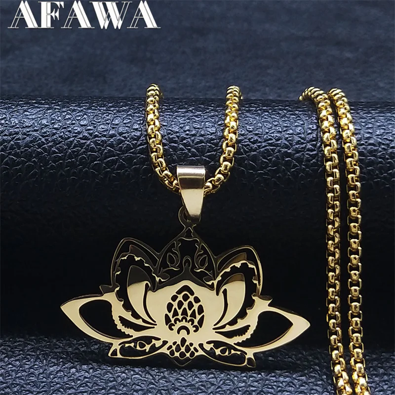Yoga Lotus Flower Chakra Necklace Gold Color Buddhist Symbol Necklaces Lucky Amulet Spiritual Jewelry colier femmes N4621S02
Yoga Lotus Flower Chakra Necklace Gold Color Buddhist Symbol Necklaces Lucky Amulet Spiritual Jewelry colier femmes N4621S02