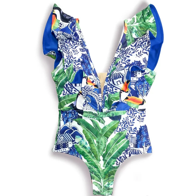 One Piece Swimsuit 2022 Sexy Print Swimwear Women Swimsuit Shoulder Ruffle Bathing Suit Beachwear V-Neck Monokini Swim 
One Piece Swimsuit 2022 Sexy Print Swimwear Women Swimsuit Shoulder Ruffle Bathing Suit Beachwear V-Neck Monokini Swim