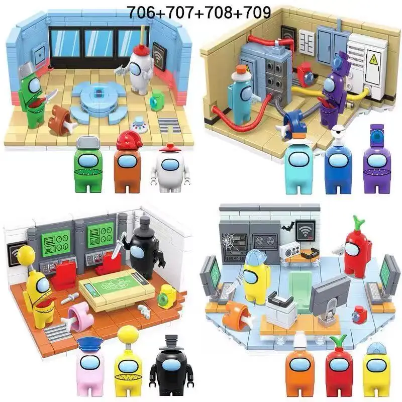 

Tipi Amongs gioco Space Combat Base Capsule Alien Building Blocks Doll modello mattoni kit per bambini regalo per bambini