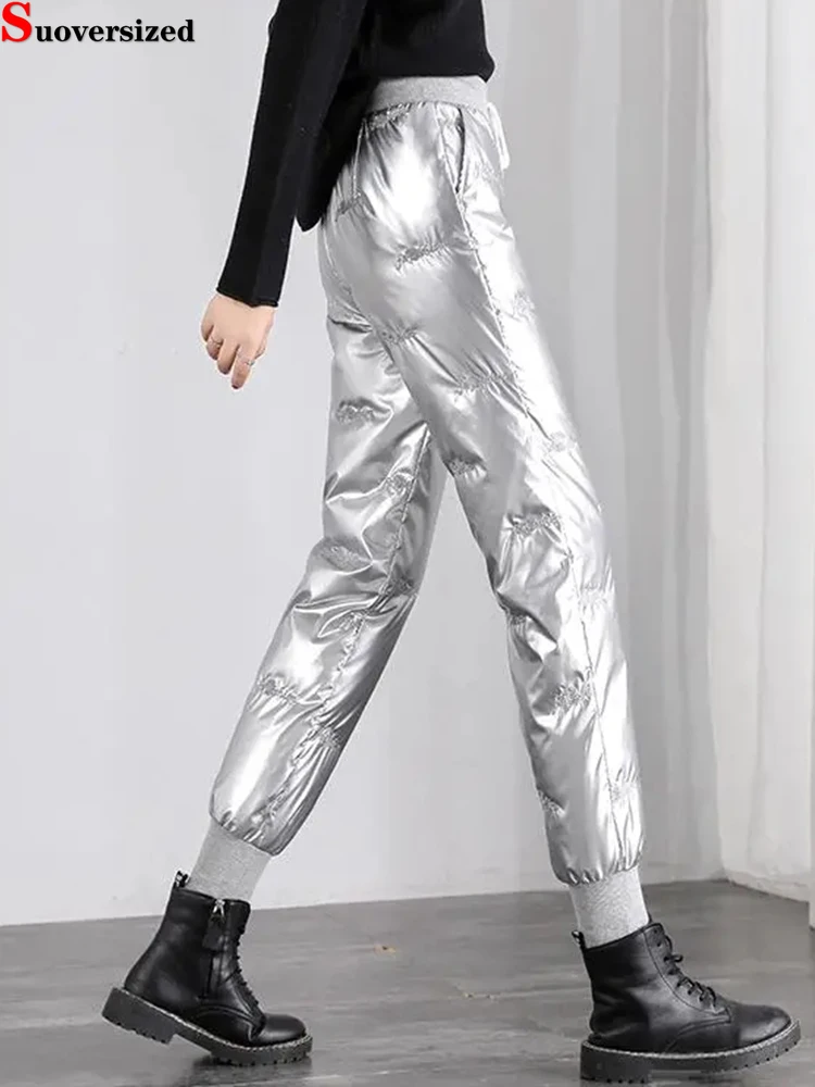 Big Size 4xl High Waist Spodnies Warm Glossy Down Cotton Thicken Harem Ankle-length Pants Winter Thick Fluffy Women Pantalones 
Big Size 4xl High Waist Spodnies Warm Glossy Down Cotton Thicken Harem Ankle-length Pants Winter Thick Fluffy Women Pantalones